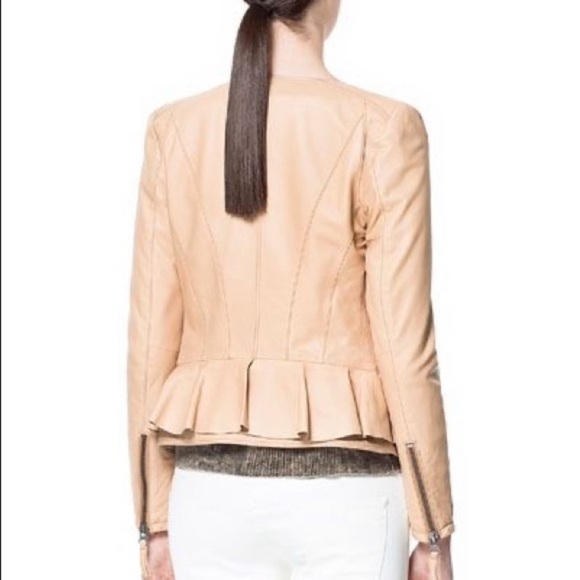 Zara Peplum Lamb Leather Jacket - Picture 3 of 5
